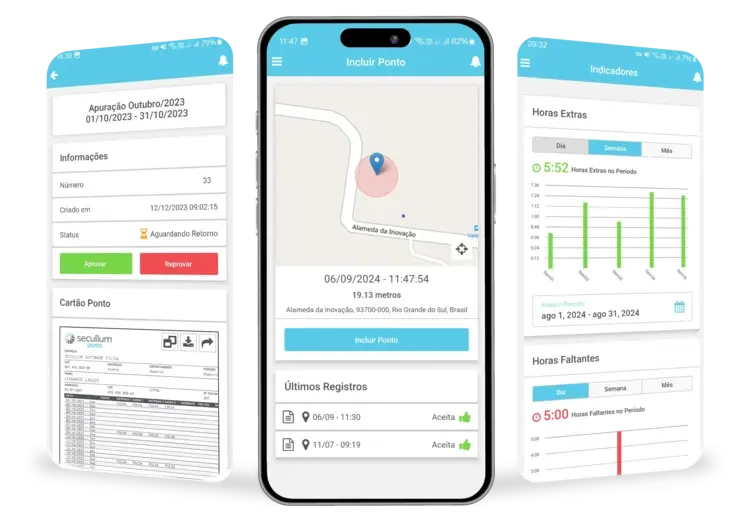 Aplicativo Central do Funcionário com ponto por geolocalização, solicitações e indicadores